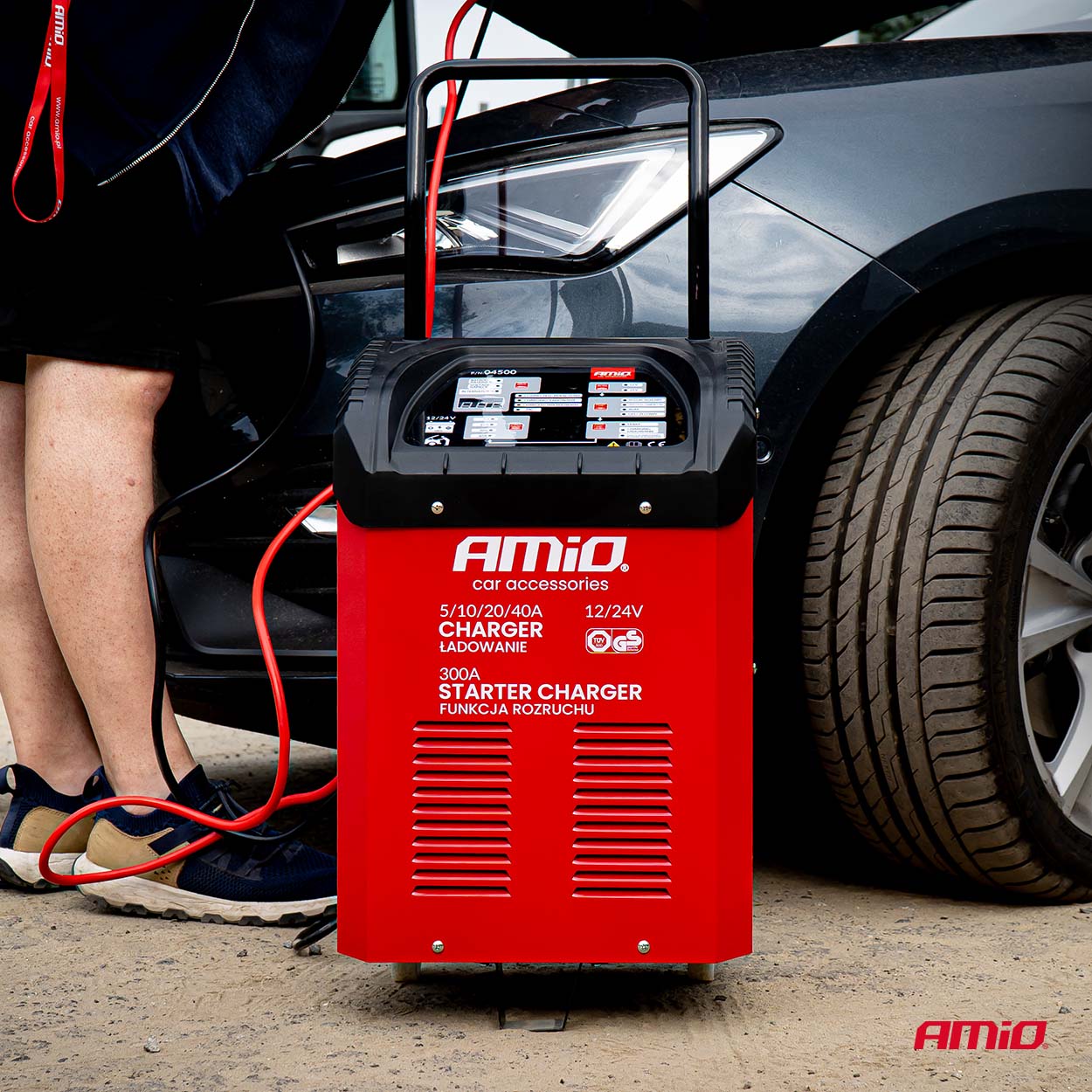 Arrancador de coche con función de cargador de batería máx. 40 A 12 V 24 V arranque 300 A 04500 AMIO - detalle 2