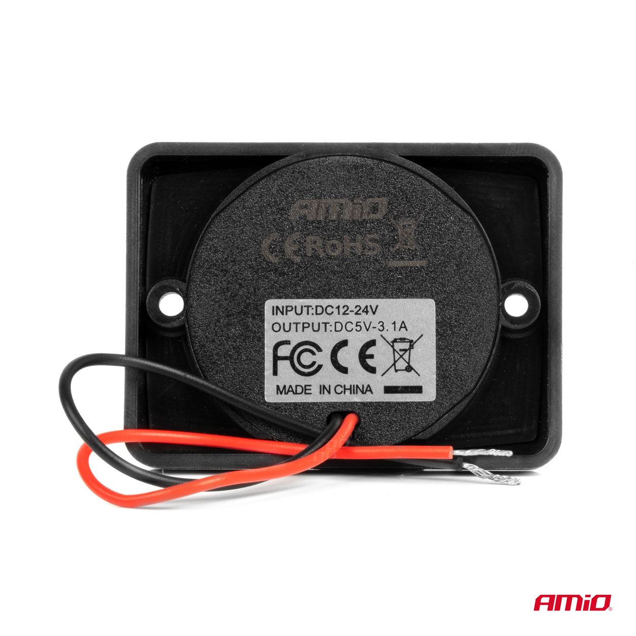 Cargador de teléfono impermeable de forma cuadrada con retroiluminación LED ROJA 2xUSB 12/24V 04230 AMIO - detalle 2