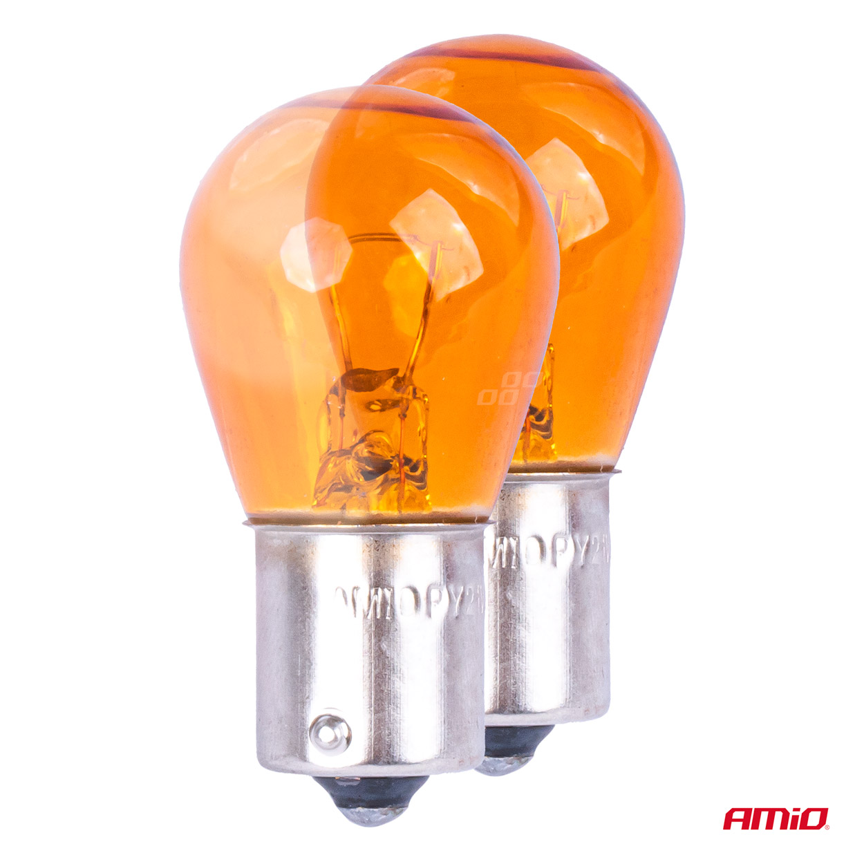 Bombillas halógenas PY21W BAU15S 12V ámbar 2 unid. blíster AMIO - detalle 2