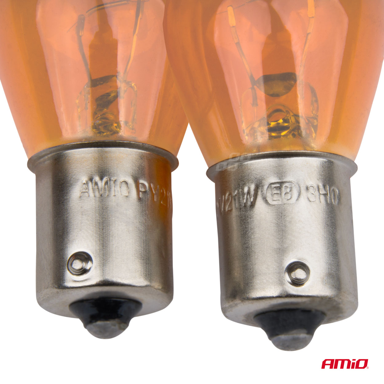 Bombillas halógenas PY21W BAU15S 12V ámbar 2 unid. blíster AMIO - detalle 3