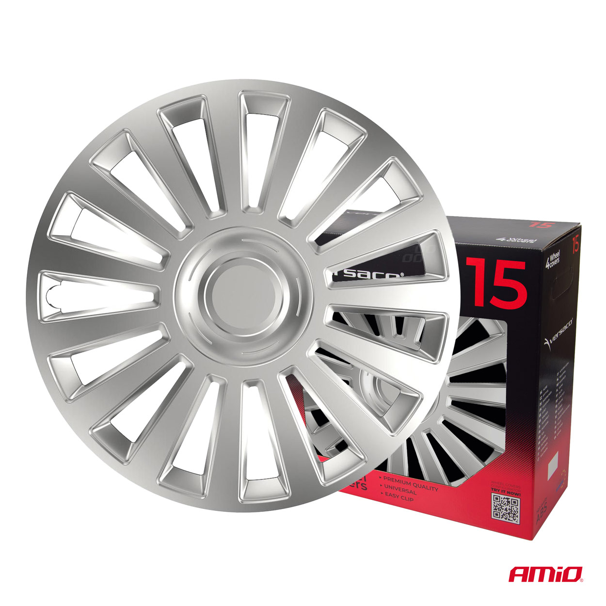 Juego de 4 tapacubos para coche Luxury plata 15" VERSACO - detalle 3