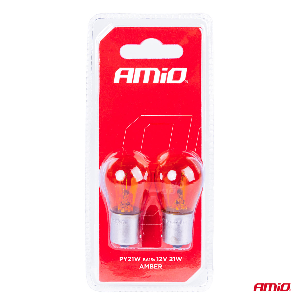 Bombillas halógenas PY21W BA15S 12V ámbar 2 unid. blíster AMIO - detalle 4