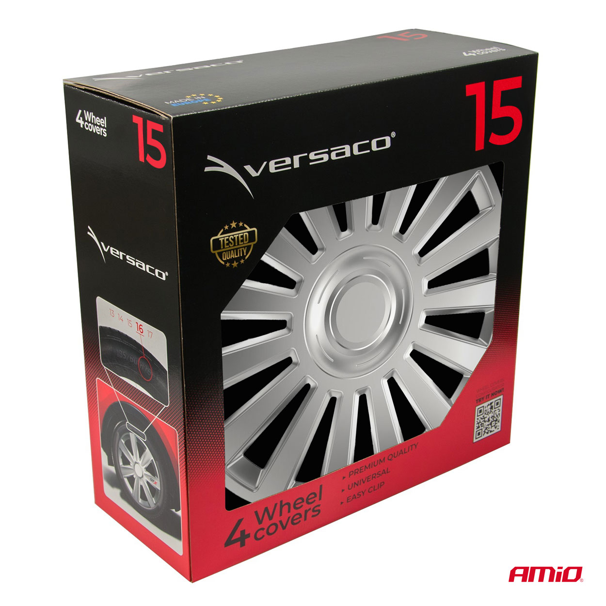 Juego de 4 tapacubos para coche Luxury plata 15" VERSACO - detalle 4