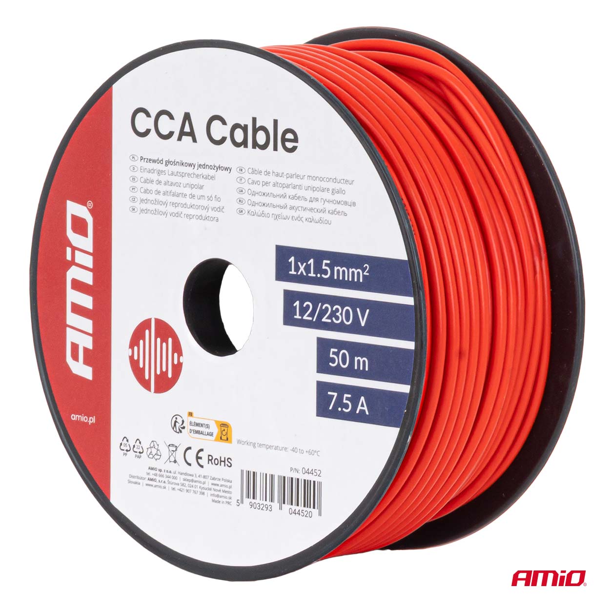Cable de altavoz unipolar CCA 1x1,5 mm 50 m 7,5 A 12/230 V 04452 AMIO - detalle 5