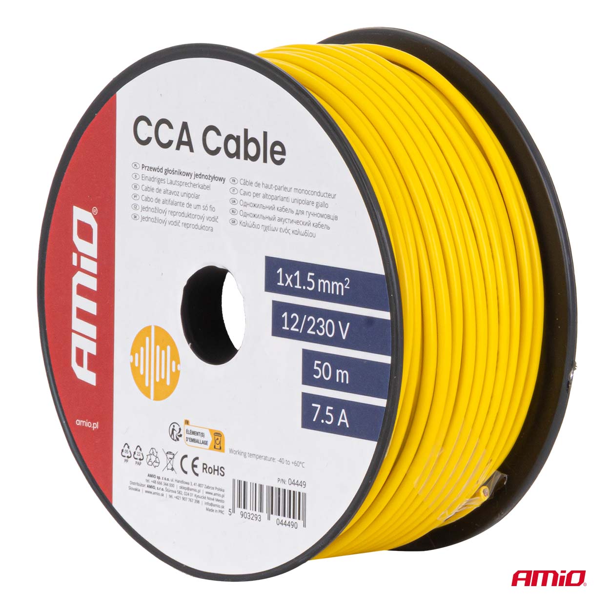 Cable de altavoz unipolar CCA 1x1,5 mm2 50 m 7,5 A 12/230 V 04449 AMIO - detalle 5