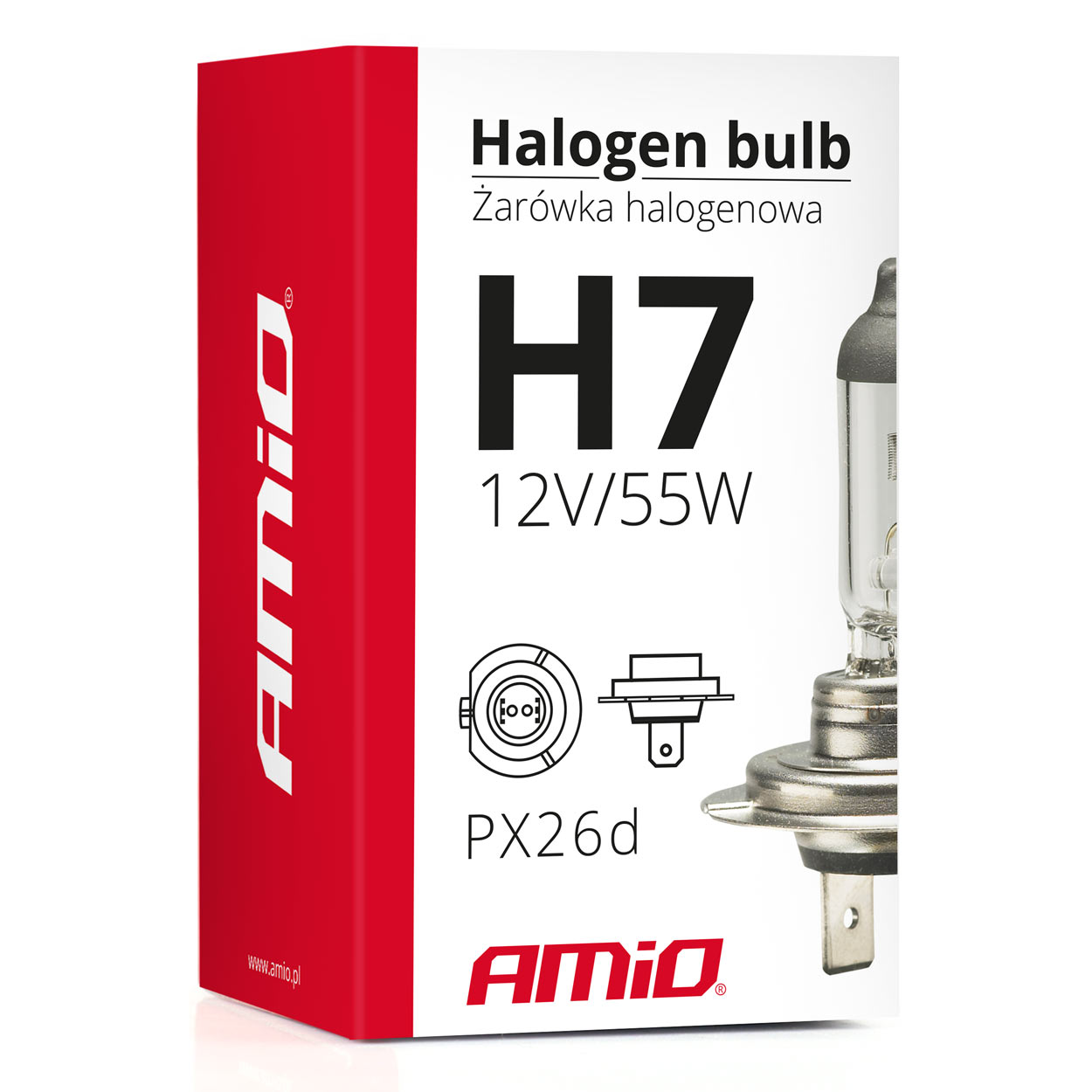 Bombilla halógena H7 12V 55W filtro UV (E8) AMIO - detalle 5