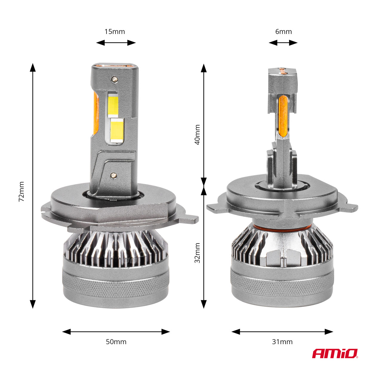 Bombilla luz de cruce LED para faro H4/H19 HP serie CANBUS completo 03673 AMIO - detalle 6