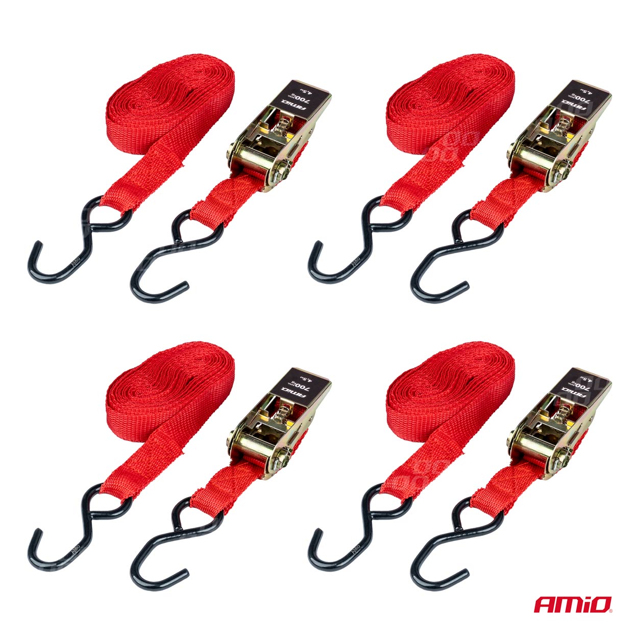 Juego cintas de amarre con tensor 700kg 25mm 4,5m 4 unid. BELT-03 AMIO - detalle 7