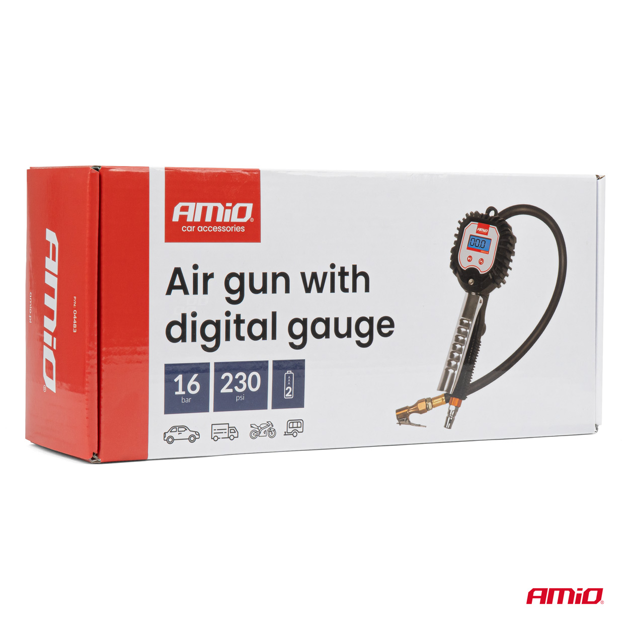 Pistola de inflado con manómetro digital 16 bar 04483 AMIO - detalle 8
