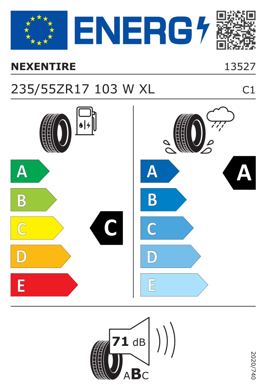 Etiqueta energetica oficial del neumatico NEXEN 235/55R17 NFERA SU1 XL 103W TL