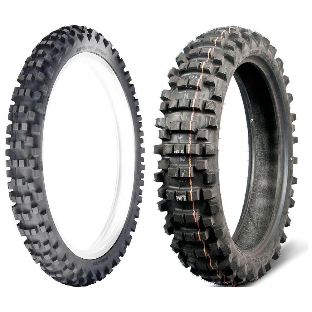 Juego Dunlop D952: neumático delantero y neumático trasero.